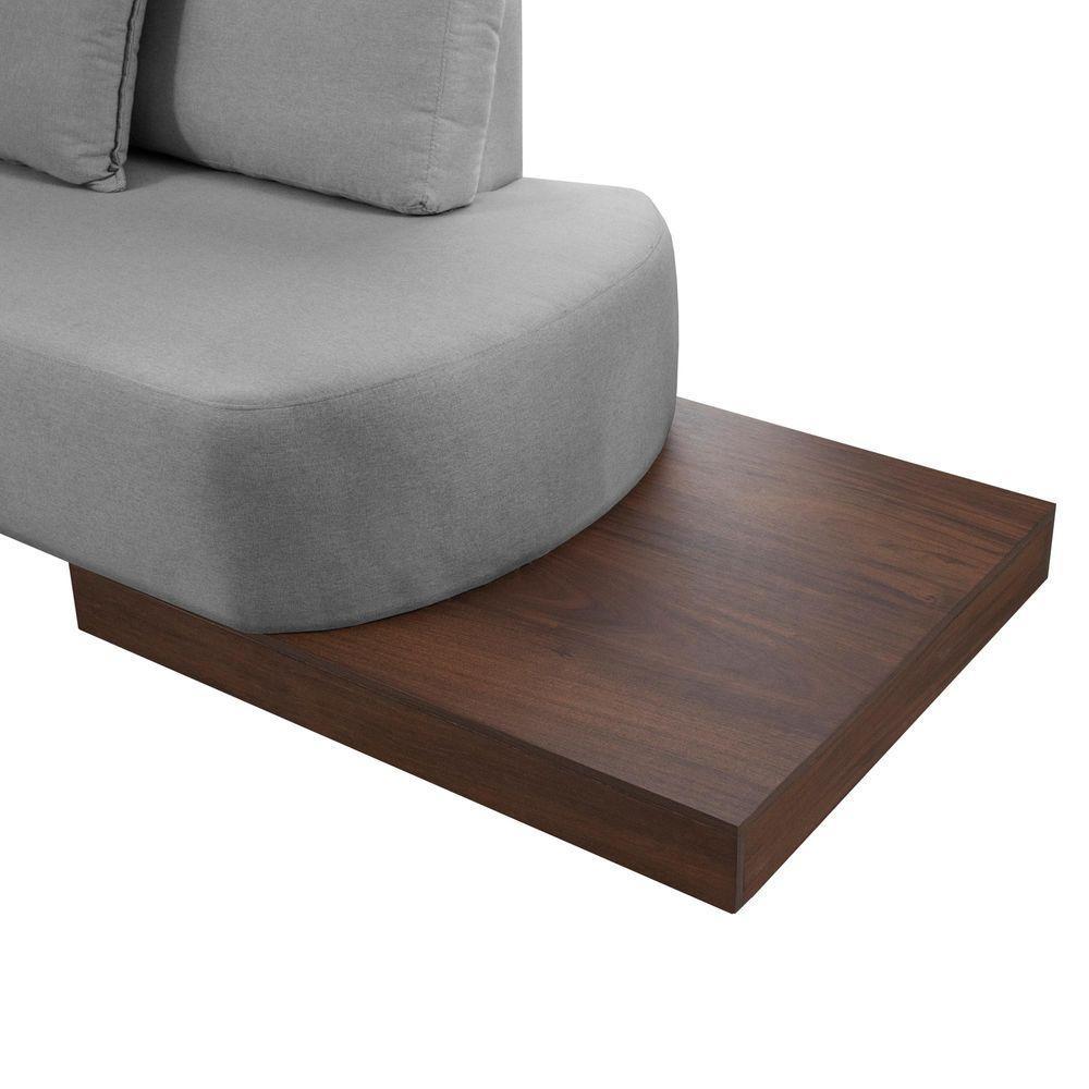 Sofá De Canto Nori Curva Ld 2,61m Em Linho Com Base Madeira Cor Cinza 2323 - 3