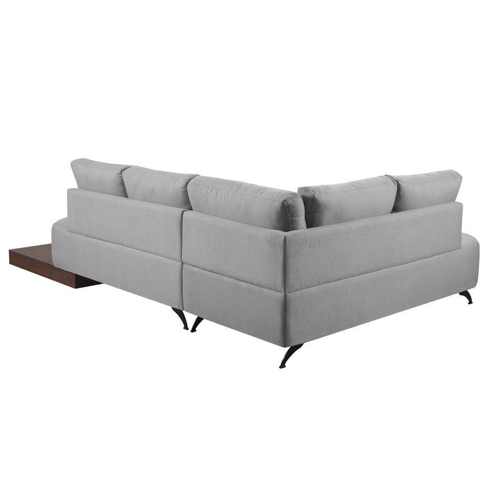 Sofá De Canto Nori Curva Ld 2,61m Em Linho Com Base Madeira Cor Cinza 2323 - 4