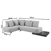 Sofá De Canto Nori Curva Ld 2,61m Em Linho Com Base Madeira Cor Cinza 2323 - 2