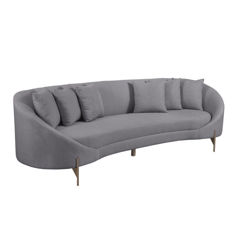 Sofá Orgânico Cardo 2,82m Em Linho Com Pés De Metal Cor Cinza Escuro 2373 - 1