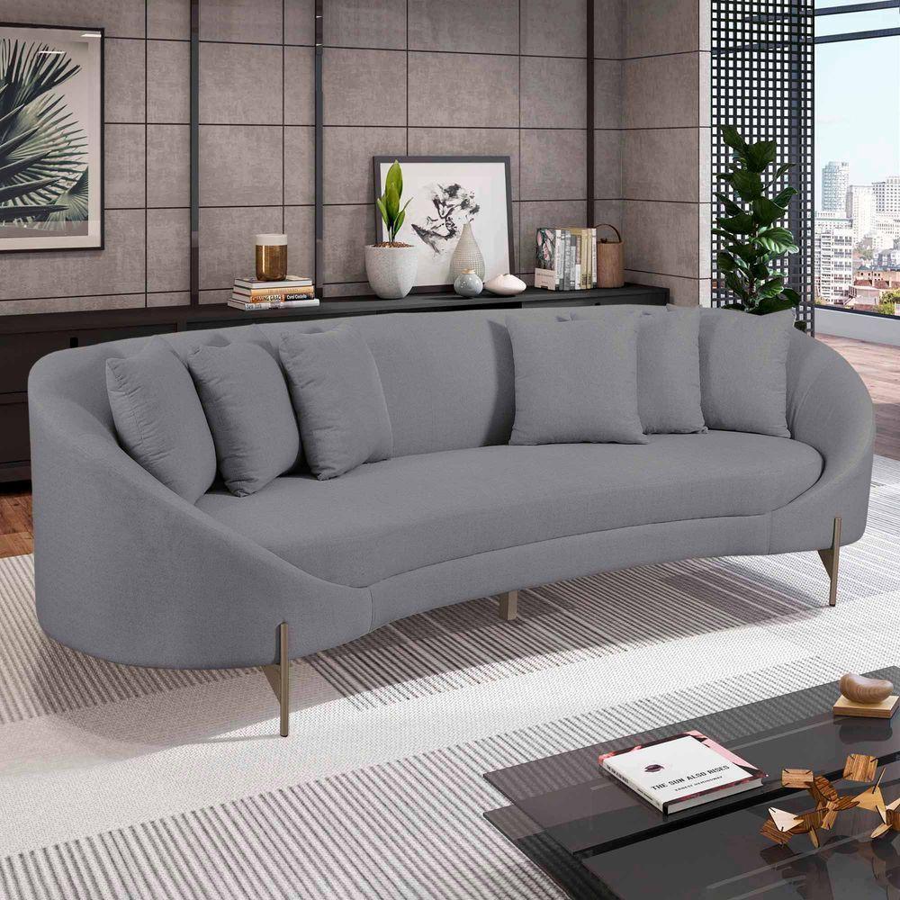 Sofá Orgânico Cardo 2,82m Em Linho Com Pés De Metal Cor Cinza Escuro 2373 - 8