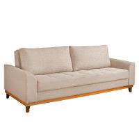 Sofá Living E Reclinável Jasmin Linho Com Pés De Madeira Usb Sem Kit Usb Cor Palha 2151 - 1