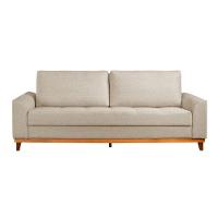 Sofá Living E Reclinável Jasmin Linho Com Pés De Madeira Usb Sem Kit Usb Cor Palha 2151 - 6