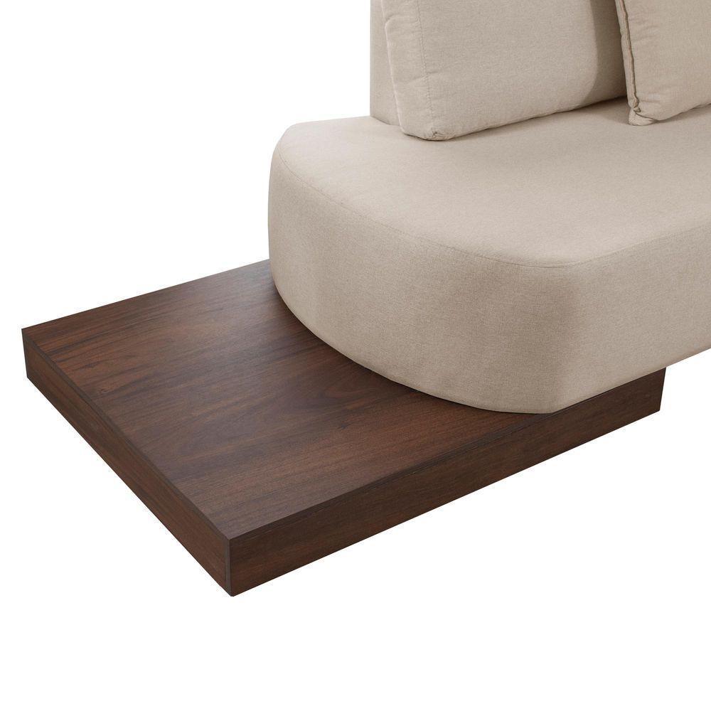 Sofá De Canto Nori Curva Le 2,61m Em Linho Com Base Em Madeira Cor Cru 2320 - 3