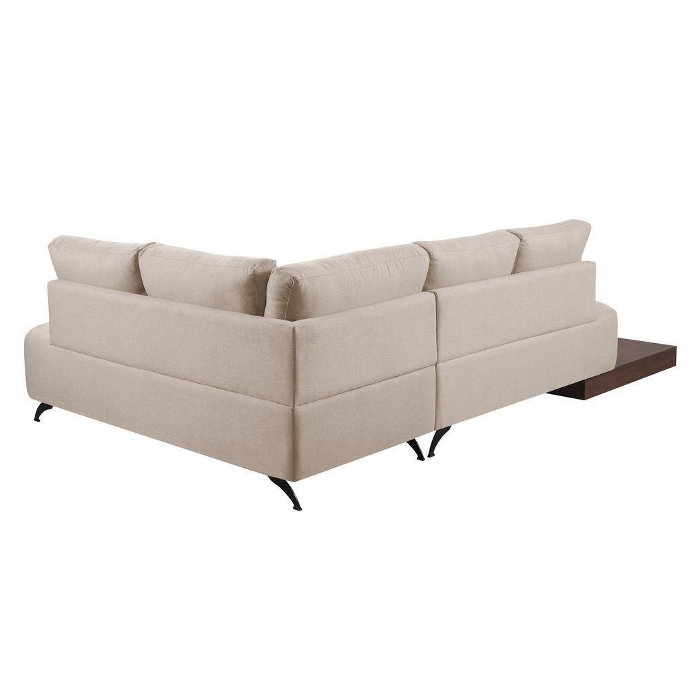 Sofá De Canto Nori Curva Le 2,61m Em Linho Com Base Em Madeira Cor Cru 2320 - 4