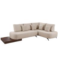 Sofá De Canto Nori Curva Le 2,61m Em Linho Com Base Em Madeira Cor Cru 2320 - 1