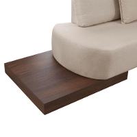 Sofá De Canto Nori Curva Le 2,61m Em Linho Com Base Em Madeira Cor Cru 2320 - 3