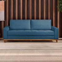 Sofá Living E Reclinável Jasmin Linho Com Pés De Madeira Usb Com Kit Usb Cor Azul 2164 - 5