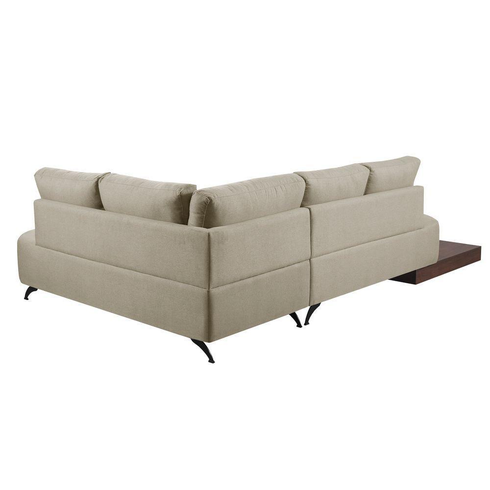 Sofá De Canto Nori Curva Le 2,61m Em Linho Com Base Em Madeira Cor Creme 2321 - 4