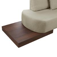 Sofá De Canto Nori Curva Le 2,61m Em Linho Com Base Em Madeira Cor Creme 2321 - 3