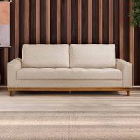 Sofá Living E Reclinável Jasmin Linho Com Pés De Madeira Usb Com Kit Usb Cor Palha 2151 - 5