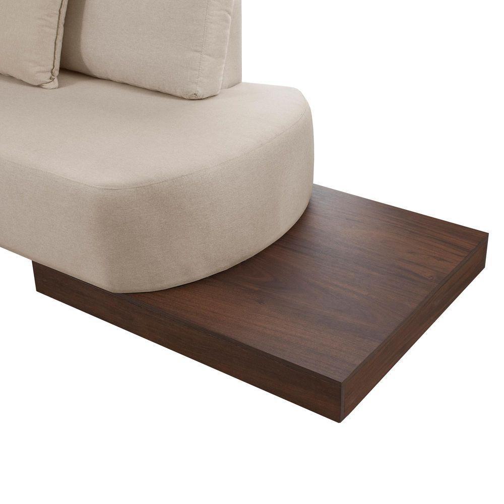 Sofá De Canto Nori Curva Ld 2,61m Em Linho Com Base Madeira Cor Cru 2320 - 3