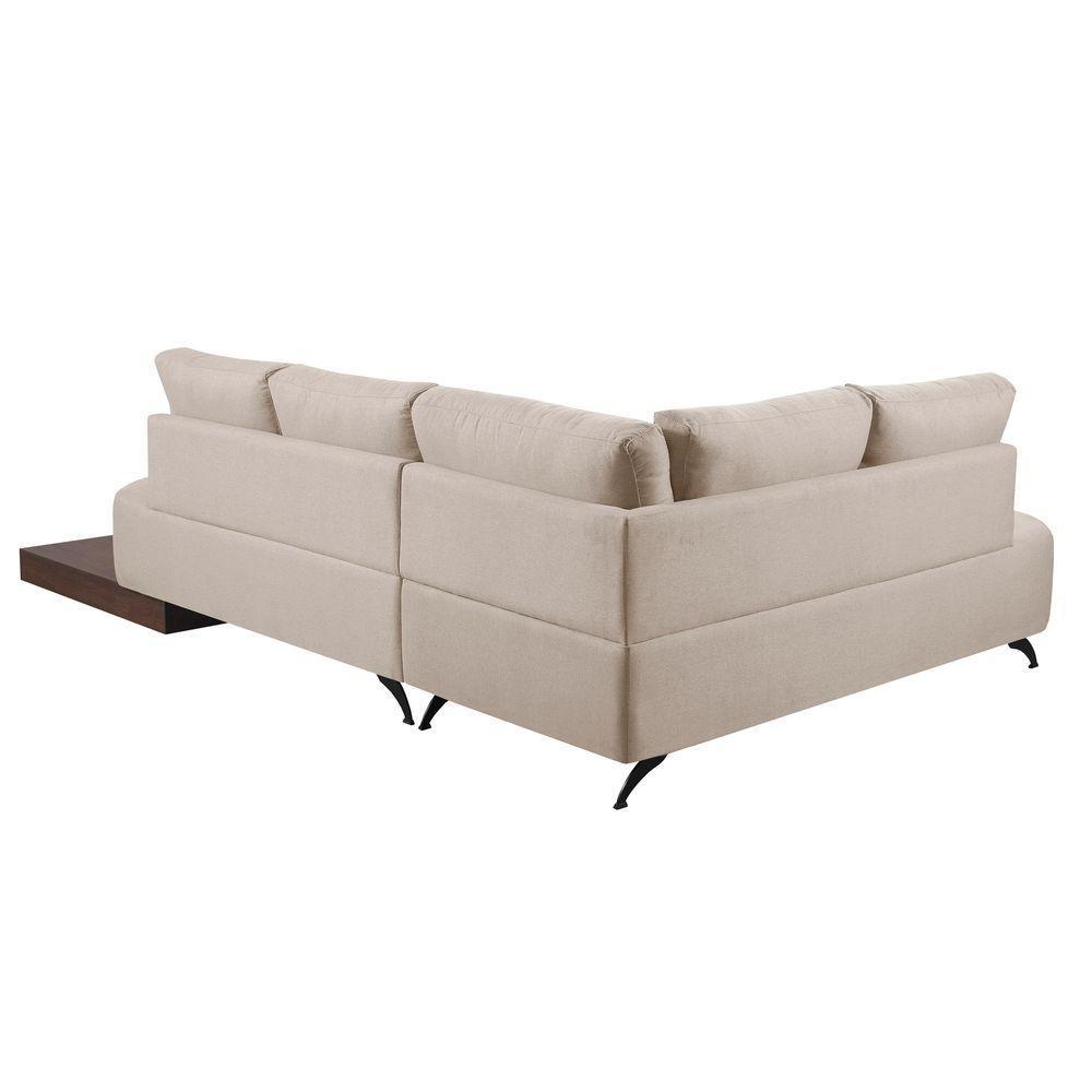 Sofá De Canto Nori Curva Ld 2,61m Em Linho Com Base Madeira Cor Cru 2320 - 4