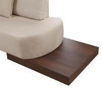 Sofá De Canto Nori Curva Ld 2,61m Em Linho Com Base Madeira Cor Cru 2320 - 3