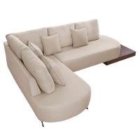 Sofá De Canto Nori Curva Ld 2,61m Em Linho Com Base Madeira Cor Cru 2320 - 8