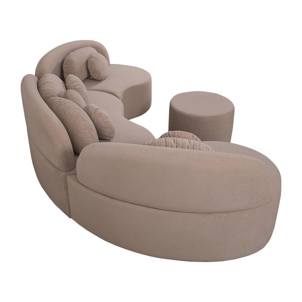 Sofá Orgânico Apple 3,08m Veludo Com Pés De Madeira Cor Bege 2137 - 8