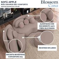 Sofá Orgânico Apple 3,08m Veludo Com Pés De Madeira Cor Bege 2137 - 2