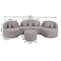 Sofá Orgânico Apple 3,08m Veludo Com Pés De Madeira Cor Bege 2137 - 3