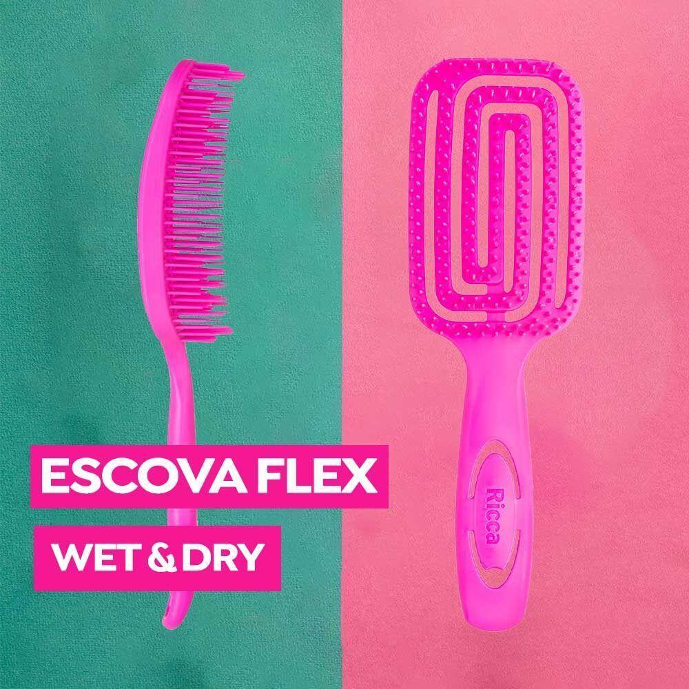 Escova De Cabelo Desembaraçante Flex Wet E Dry Rosa Ricca - 4