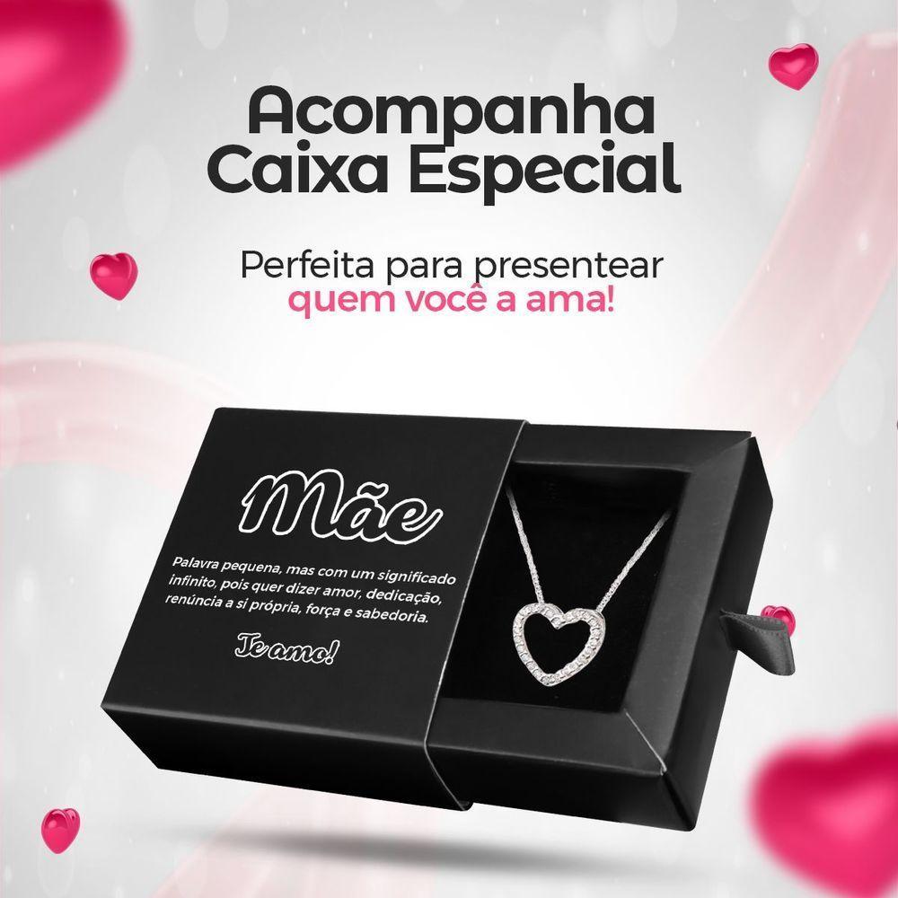 Colar Feminino Aço + Strass Pingente Mãe Caixa Moda Presente - 6