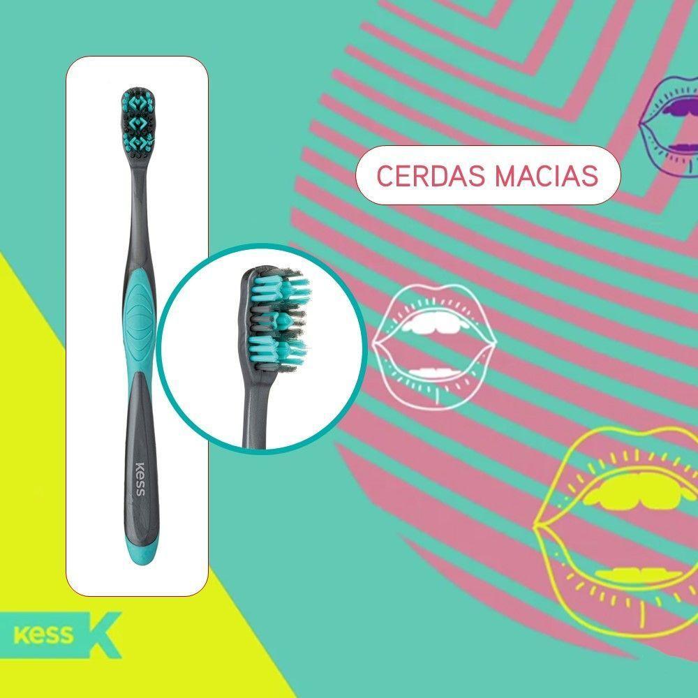 Escova Dental C- Porta Escova Complete Cerdas Macias Kess - 2