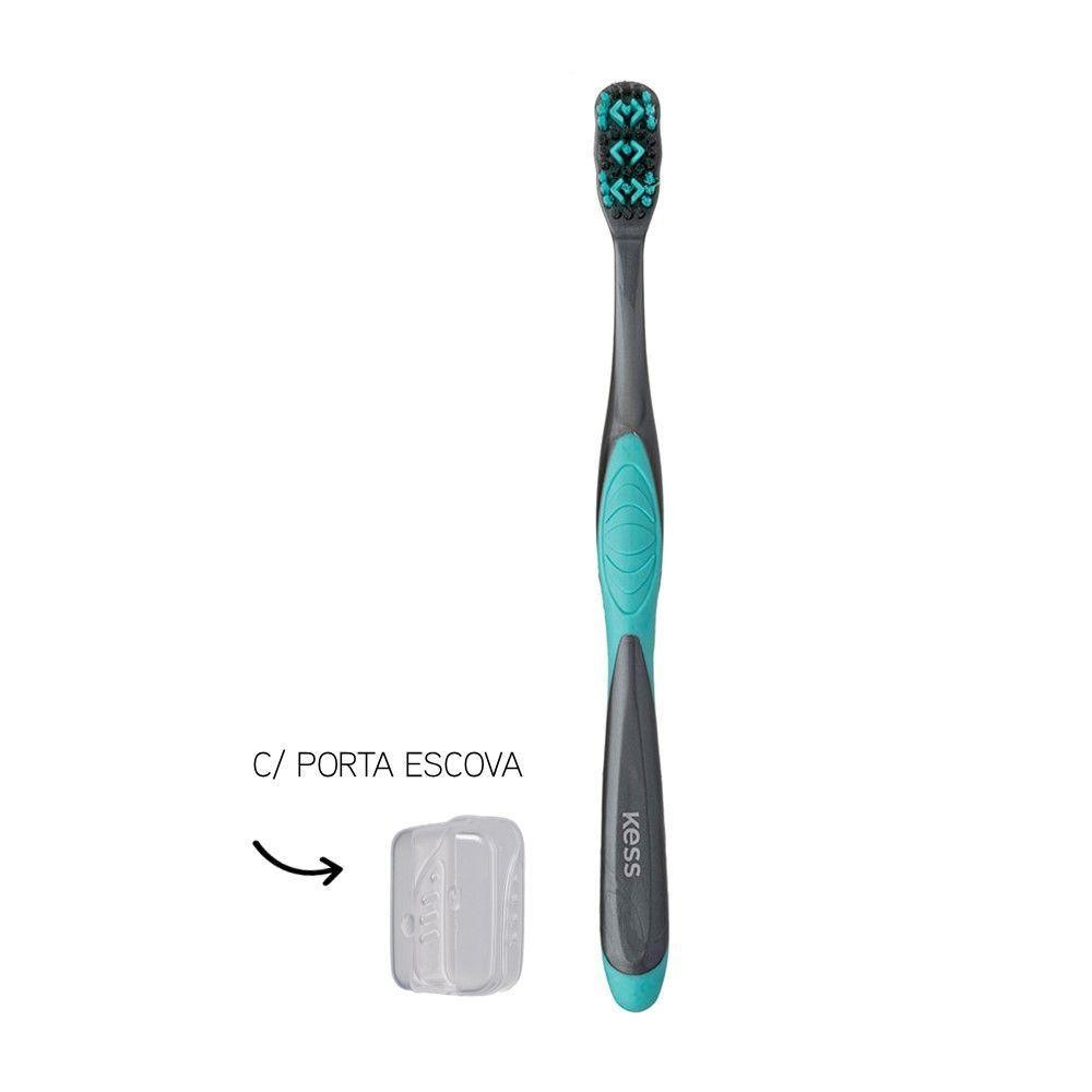 Escova Dental C- Porta Escova Complete Cerdas Macias Kess - 4