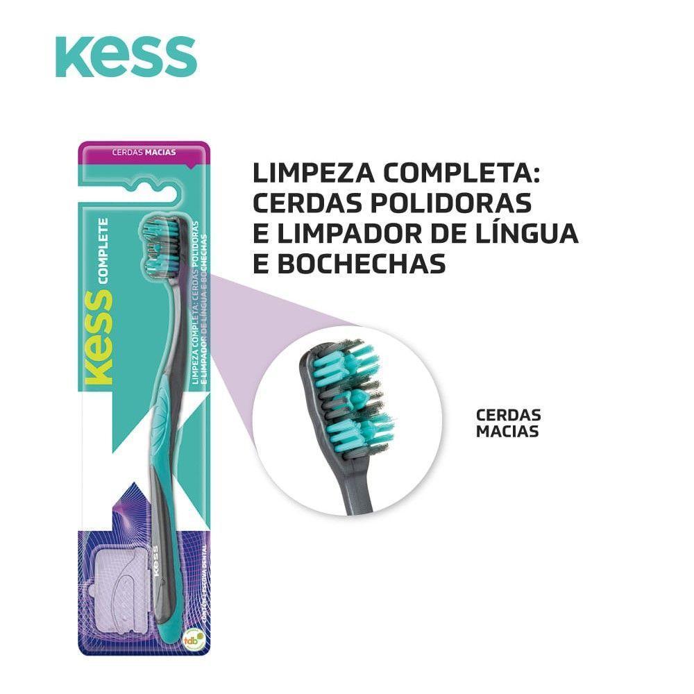 Escova Dental C- Porta Escova Complete Cerdas Macias Kess - 7