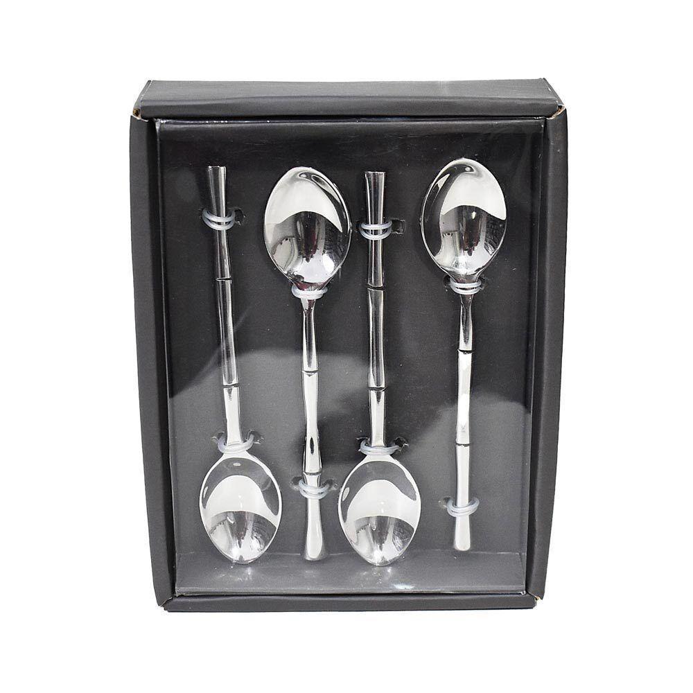 Conj 4 Colheres Aço Inoxidável Bambu 13,5cm Linha índia Btc - 2