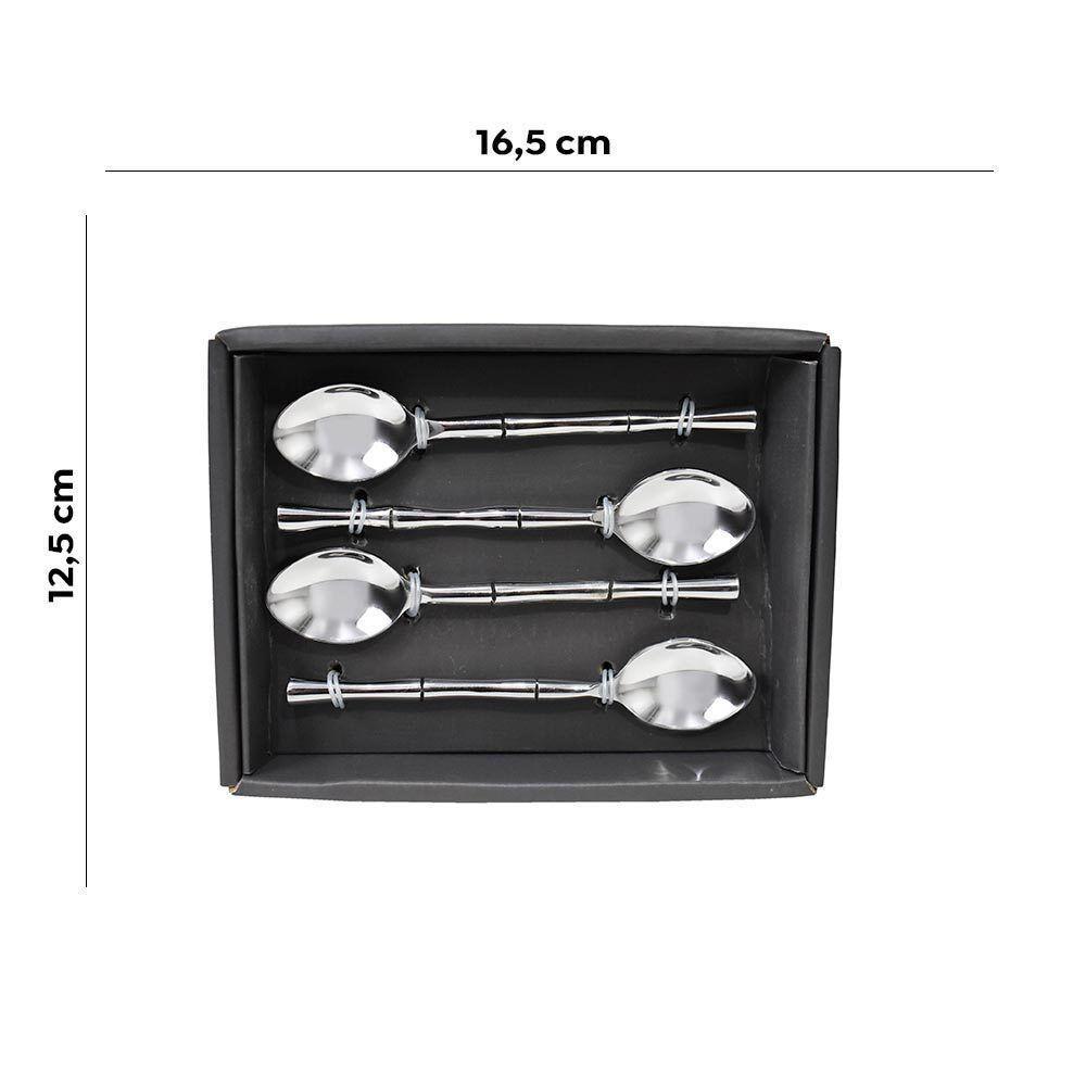 Conj 4 Colheres Aço Inoxidável Bambu 13,5cm Linha índia Btc - 3
