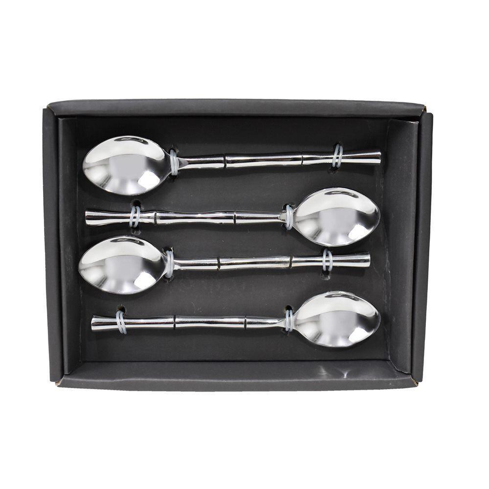 Conj 4 Colheres Aço Inoxidável Bambu 13,5cm Linha índia Btc - 4