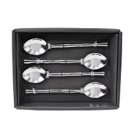 Conj 4 Colheres Aço Inoxidável Bambu 13,5cm Linha índia Btc - 4