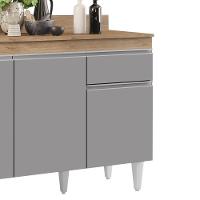 Balcão Gabinete 120cm Com Tampo 3 Portas 1 Gaveta Arizona Castanho/cinza - Lumil Móveis - 3