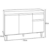Balcão Gabinete 120cm Com Tampo 3 Portas 1 Gaveta Arizona Castanho/cinza - Lumil Móveis - 5