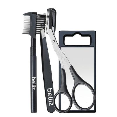 Kit Design Sobrancelhas Pinça Tesoura Pente E Espelho Belliz