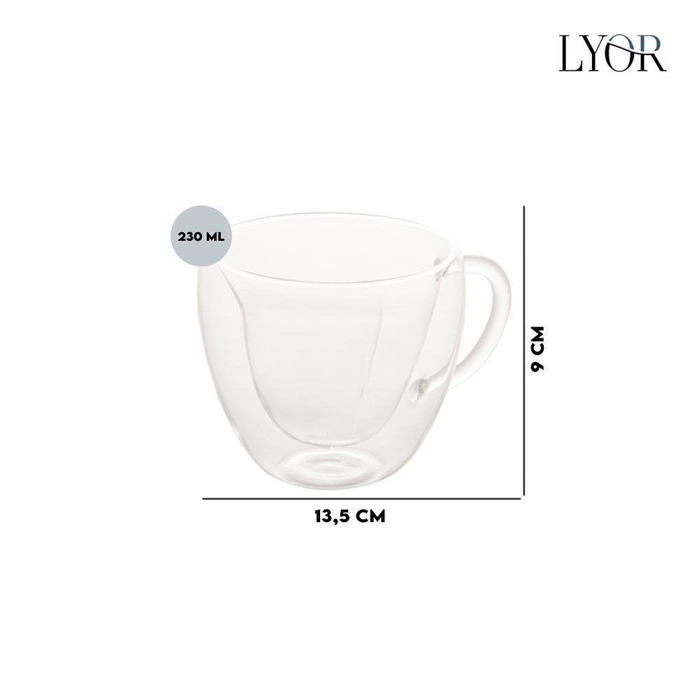 Xícara De Chá Ou Café 230ml Vidro Com Parede Dupla Lyor - 2