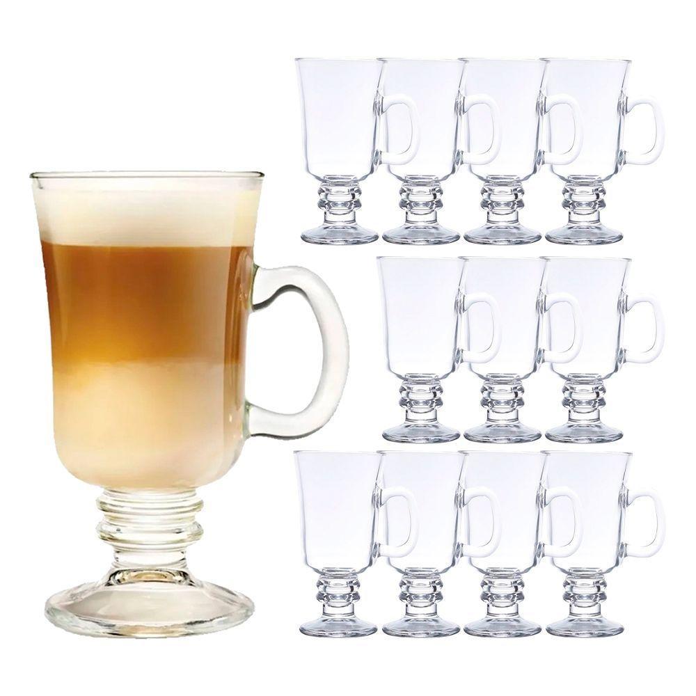 Jogo 12 Taças De Cappuccino Café Caneca Dolce Gusto Nespresso Vidro Transparente 250ml Lyor - 1