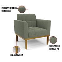 Namoradeira 2 Poltronas Base Madeira Fixa Cast Elisa Bouclê Menta D03 - D'rossi - 6