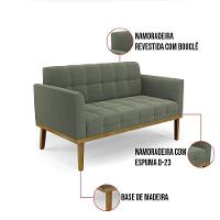 Namoradeira 2 Poltronas Base Madeira Fixa Cast Elisa Bouclê Menta D03 - D'rossi - 7