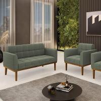 Namoradeira 2 Poltronas Base Madeira Fixa Cast Elisa Bouclê Menta D03 - D'rossi - 8