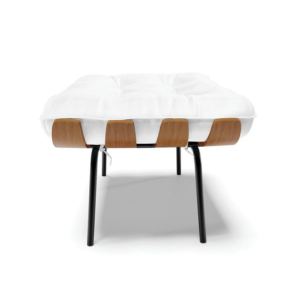 Puff Costela Corino Base Metálica Preto - D'Rossi Cor Branco - 7