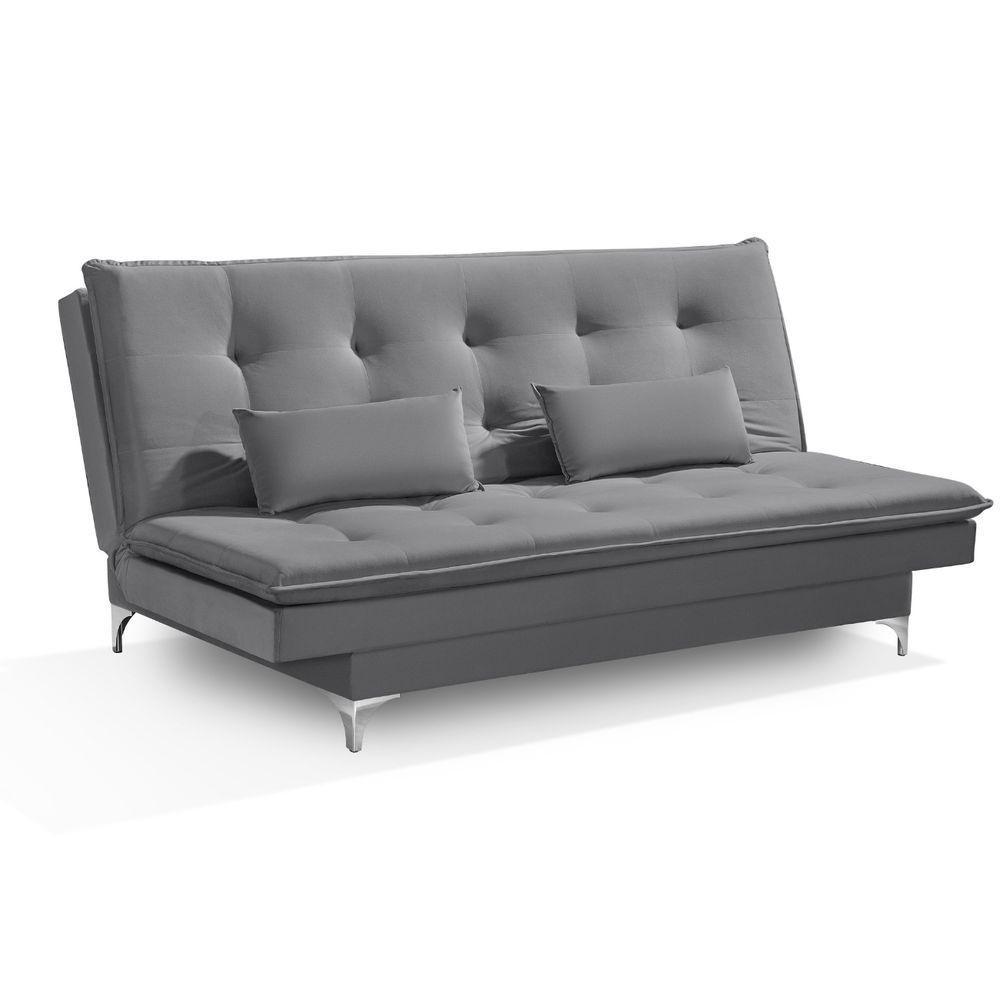 Sofá Cama Bangkok Alto Conforto Aveludado C Almofadas Cor cinza - 4