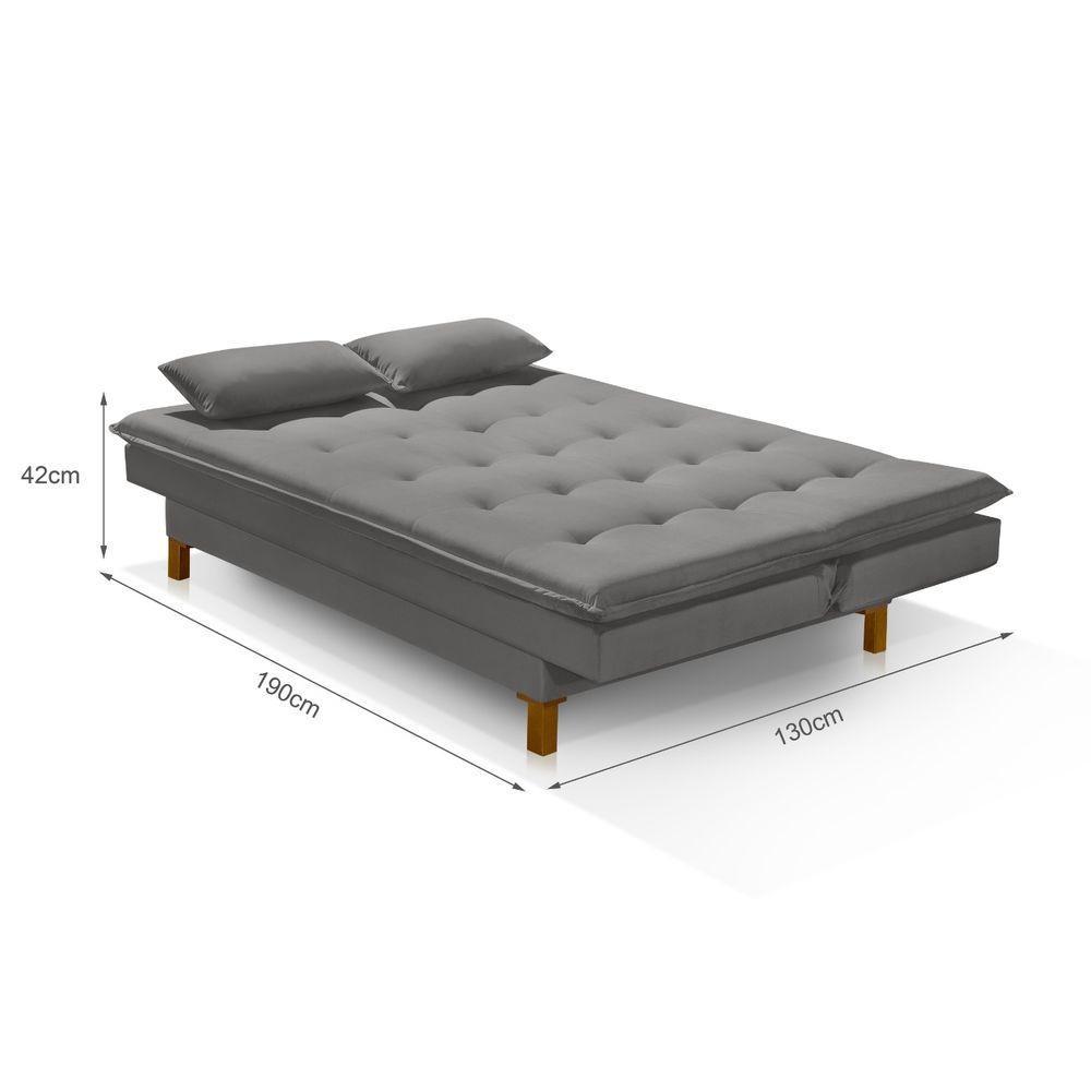 Sofá Cama Bangkok Alto Padrão P Quarto Salas Tecido Veludo Cor cinza - 4
