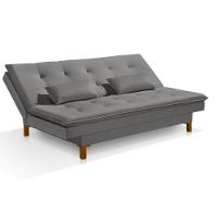 Sofá Cama Bangkok Alto Padrão P Quarto Salas Tecido Veludo Cor cinza - 1