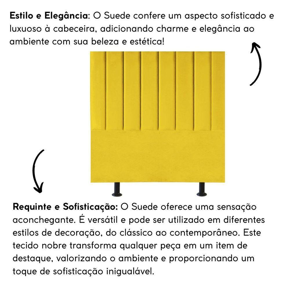 Cabeceira Estofada De Cama Solteiro Box 100 Cm Catarina Suede E Frame Cor:amarelo - 5