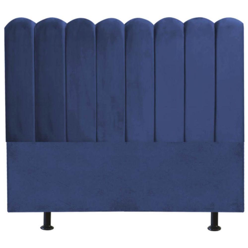 Cabeceira Estofada Cama Box Queen 160 Cm Maitê Suede Cor:azul Marinho - 1
