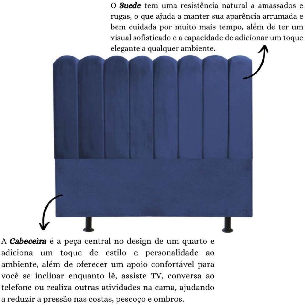 Cabeceira Estofada Cama Box Queen 160 Cm Maitê Suede Cor:azul Marinho - 2