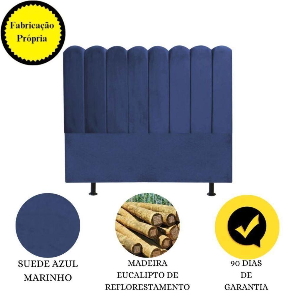 Cabeceira Estofada Cama Box Queen 160 Cm Maitê Suede Cor:azul Marinho - 5