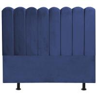 Cabeceira Estofada Cama Box Queen 160 Cm Maitê Suede Cor:azul Marinho - 1