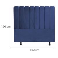 Cabeceira Estofada Cama Box Queen 160 Cm Maitê Suede Cor:azul Marinho - 6