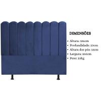Cabeceira Estofada Cama Box Queen 160 Cm Maitê Suede Cor:azul Marinho - 7